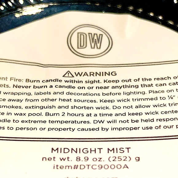 DW HOME CANDLE MIDNIGHT MIST 1 WICK NEW BLACK SOY WAX MYSTICAL - Picture 4 of 4
